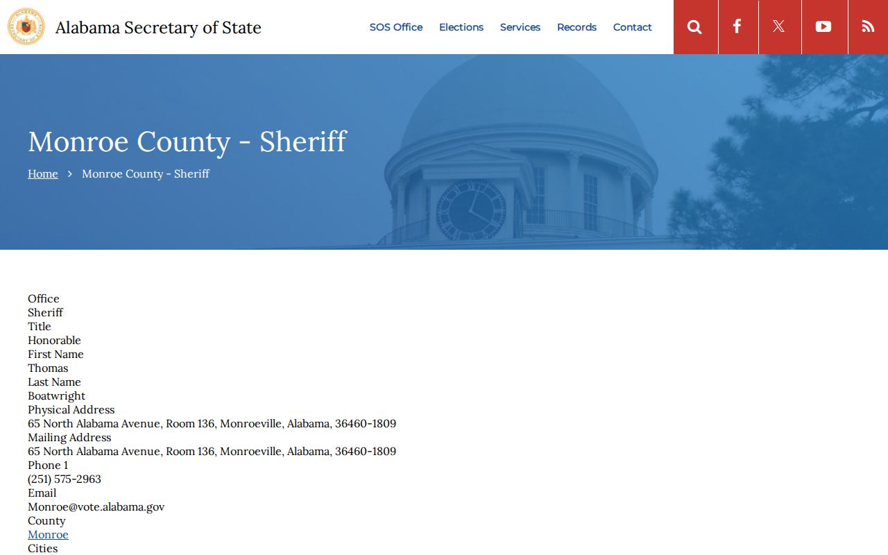 Monroe County traffic warrant sheriff contact listing