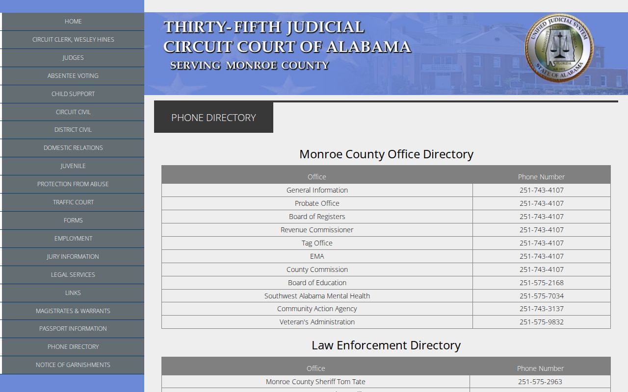Frisco City warrant records official court directory fallback